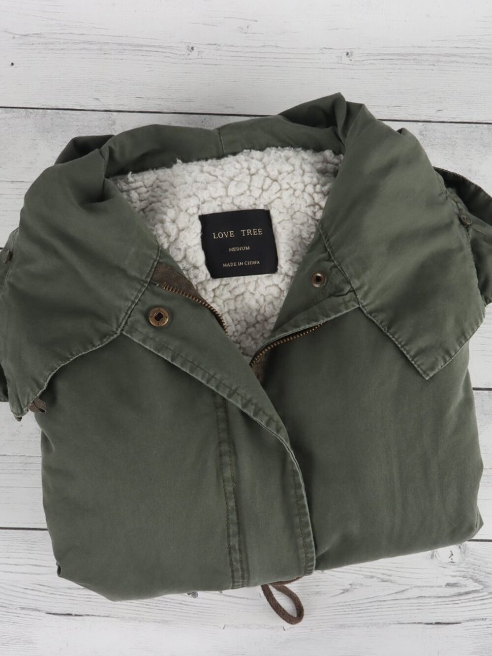 Love Tree Women's Hooded Utility Olive Green Jacket Size Medium - Picture 9 of 9